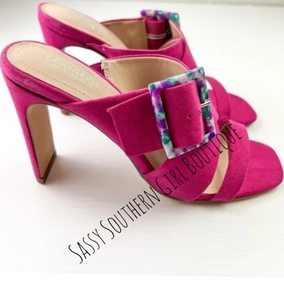 🆕⭐Charles David magenta pink sueded mule heels - Picture 8 of 15